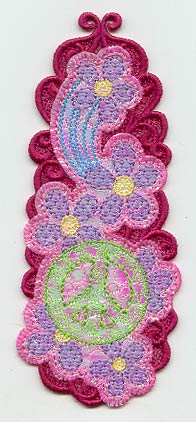Groovy Flowers and Peace Sign Bookmark (Lace) (Mylar)