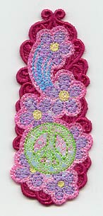 Groovy Flowers and Peace Sign Bookmark (Lace) (Mylar)