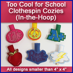A Too Cool for School Clothespin Cozies (In-the-Hoop) Design Pack