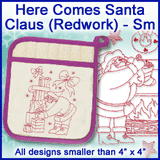 A Here Comes Santa Claus (Redwork) Design Pack
