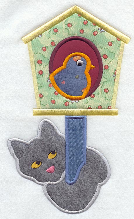 Birdhouse w/Cat (Applique)