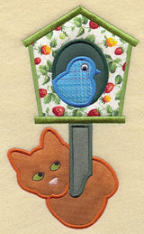 Birdhouse w/Cat (Applique)