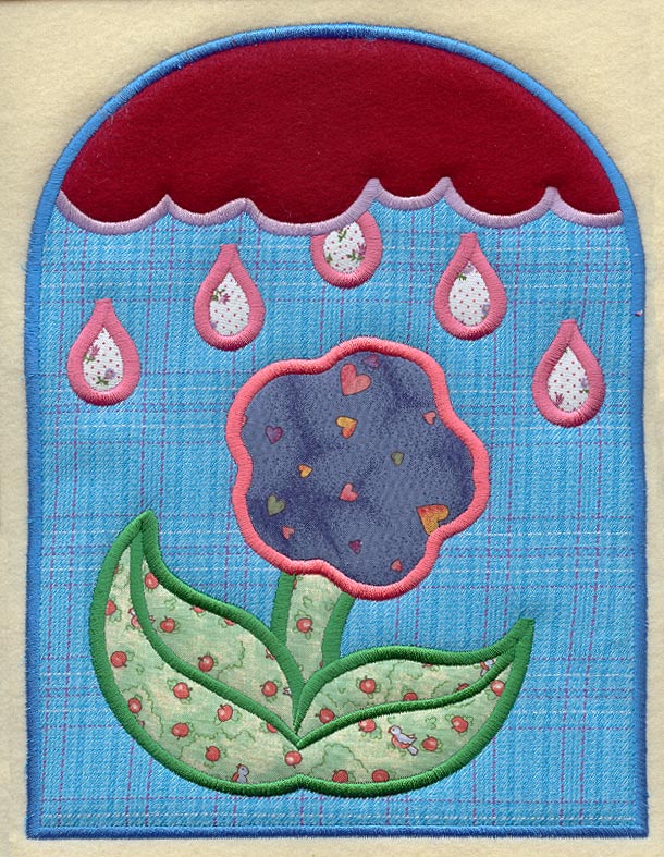 Flower w/Raincloud (Applique)