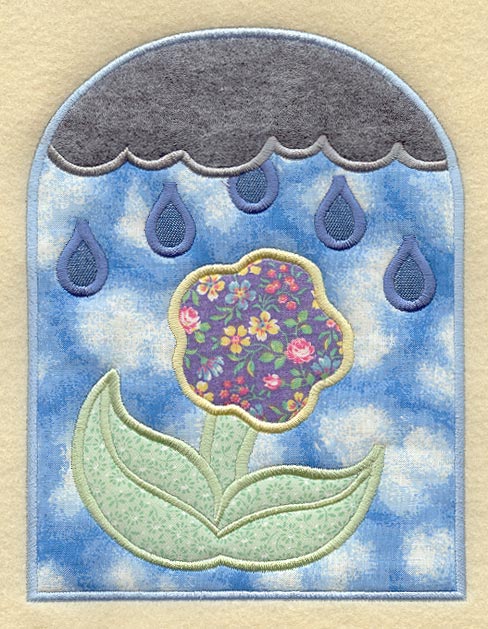 Flower w/Raincloud (Applique)