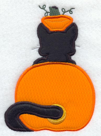 Cat in Pumpkin - Back (Applique)
