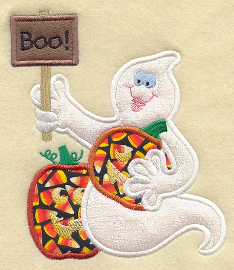 Ghost & Pumpkins (Applique)