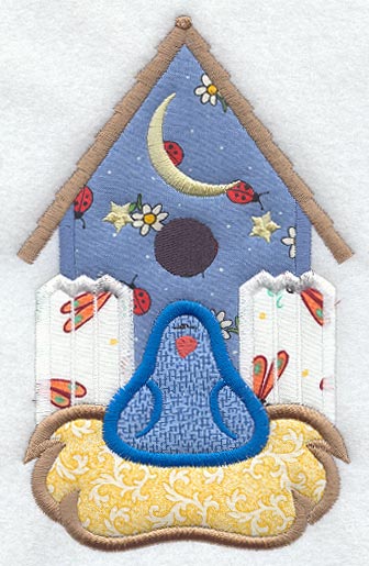 Birdhouse & Nesting Bird (Applique)