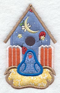 Birdhouse & Nesting Bird (Applique)