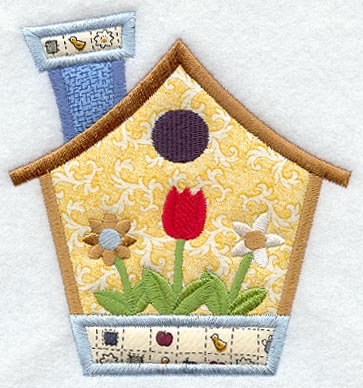 Birdhouse & Flowers (Applique)