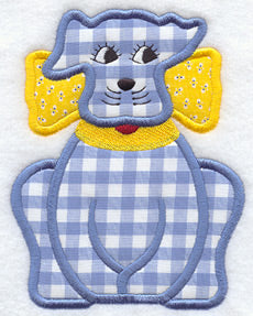 Gingham Dog Quilt Block (Applique) - Lg
