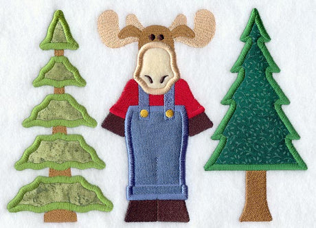 Country Moose and Trees (Applique)