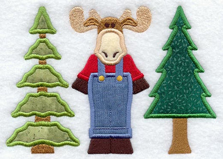 Country Moose and Trees (Applique)