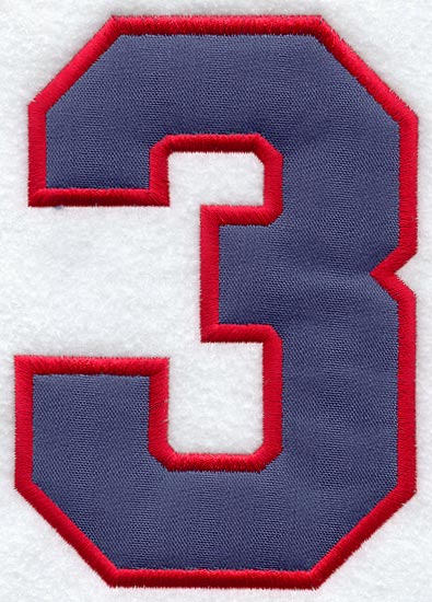 Collegiate Number 3 - 7.5 inches (Applique)