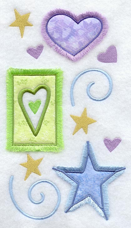 Hearts and Stars Spray (Applique)(Fringe)