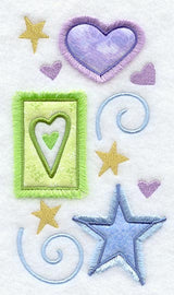 Hearts and Stars Spray (Applique)(Fringe)