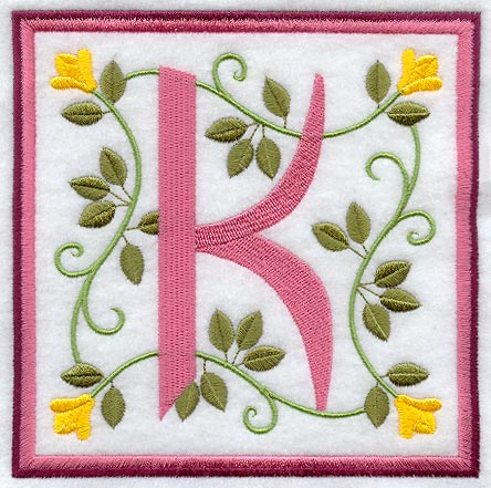 Friendship Square Letter K - 6 inch (Applique)