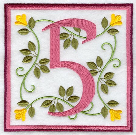 Friendship Square Number 5 - 6 inch (Applique)