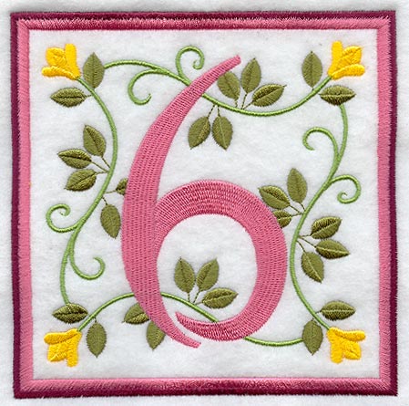 Friendship Square Number 6 - 6 inch (Applique)