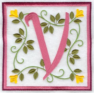 Friendship Square Letter V - 6 inch (Applique)