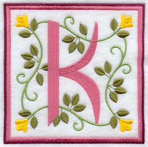 Friendship Square Letter K - 6 inch (Applique)