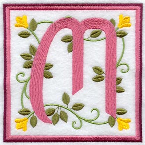 Friendship Square Letter M - 6 inch (Applique)