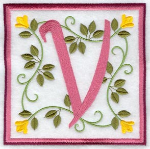 Friendship Square Letter V - 6 inch (Applique)