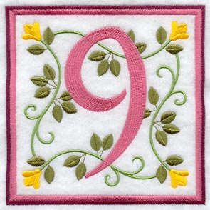 Friendship Square Number 9 - 6 inch (Applique)