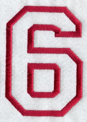 Collegiate Number 6 (Applique) (5 Inch)
