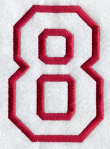 Collegiate Number 8 (Applique) (5 Inch)