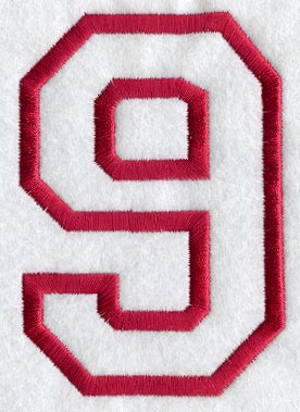 Collegiate Number 9 (Applique) (5 Inch)