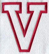 Collegiate Letter V (Applique) (5 Inch)
