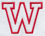 Collegiate Letter W (Applique) (5 Inch)