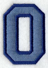 Collegiate Number 0 (Applique) (5 Inch)