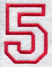 Collegiate Number 5 (Applique) (5 Inch)
