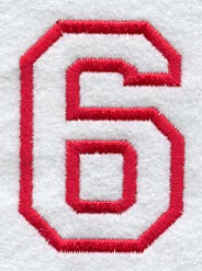 Collegiate Number 6 (Applique) (5 Inch)