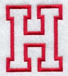Collegiate Letter H (Applique) (5 Inch)