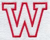 Collegiate Letter W (Applique) (5 Inch)