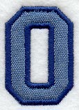 Collegiate Number 0 (Applique) (5 Inch)