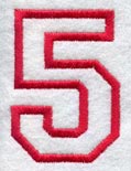 Collegiate Number 5 (Applique) (5 Inch)