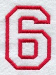 Collegiate Number 6 (Applique) (5 Inch)
