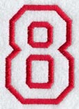 Collegiate Number 8 (Applique) (5 Inch)