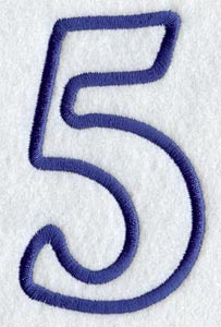 Modern Number 5 (Applique) (5 Inch)