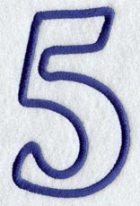 Modern Number 5 (Applique) (5 Inch)