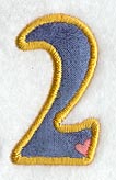 Modern Number 2 (Applique) (5 Inch)