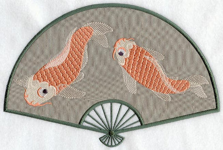 Japanese Fan and Koi Fish (Applique)