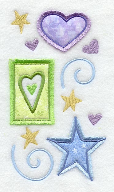Hearts and Stars Spray (Applique)(Fringe)