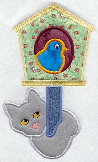 Birdhouse w/Cat (Applique)
