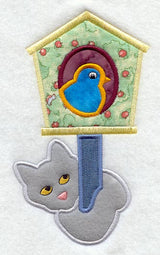 Birdhouse w/Cat (Applique)