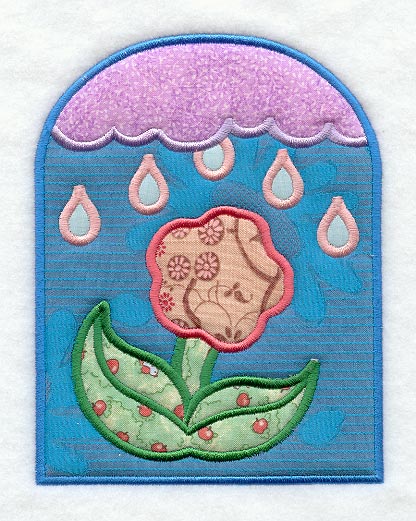 Flower w/Raincloud (Applique)