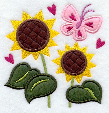 Sunny Flowers Folk Art (Applique)